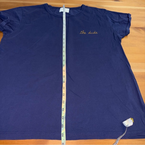 Maison Labiche Womens Large Blue Cotton the dude Embroidered Short Sleeve TShirt - Picture 5 of 7